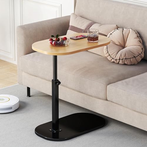LudoPam Adjustable C Table End Table,360°Swivel Couch Tables That Slide Under,Side Tables Living Room,Bed Table,Laptop Table,Walnut Wood - Image 3