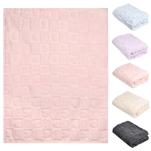 Image of 5 Pcs Baby Blanket Heart Checkered Ultra Soft Gift-Ready Plush for Newborns, Nursery & Stroller 30 inchx40 inch Beige Gray Blue Purple Light Pink