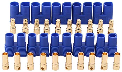 10 Paar EC3 Bananenstecker Weiblich Maennlich Rundstecker, EC3 3.5mm Anschlussstecker + Buchse Set Goldstecker Für RC ESC Akku LIPO Motor (EC3)