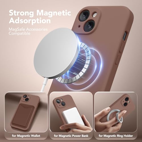 SuydanBox Magnetic for iPhone 15 Plus Case, Compatible with MagSafe, [Full Camera Protection][Screen Protector] Silicone Shockproof Protective Phone Case for iPhone 15 Plus 6.7", Brown by SuydanBox - Used condition - US$7.80
