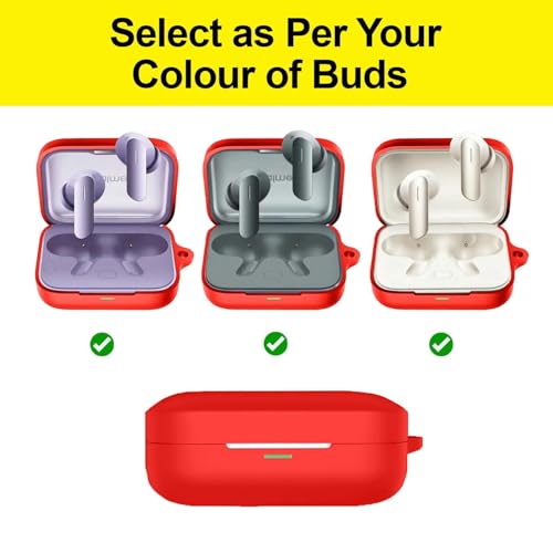 Image of Soft Silicone Case Cover Compatible for Realme Buds Air 7 | 7 Pro -Red.