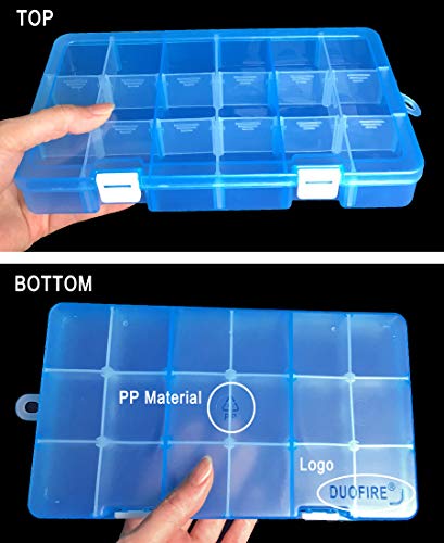 Duofire Plastic Organizer Container Storage Box Adjustable Divider Removable Grid Compartment For Jewelry Beads Earring Tool Fishing Hook Small Accessories(18 Grids, Blue X 2) #TOP1