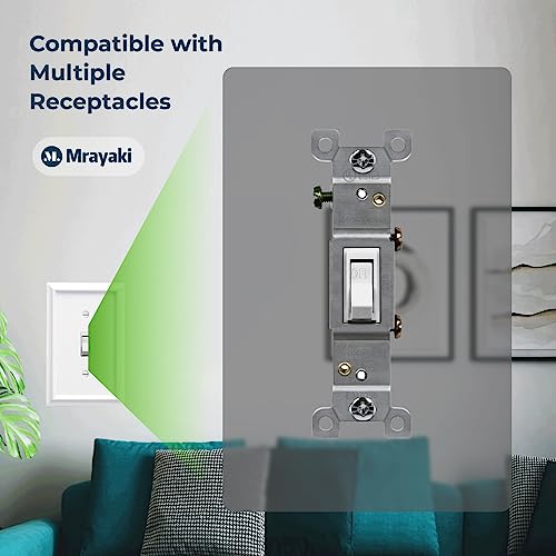 Wall Plates Duplex Outlet Covers, Classic White Light Switch Cover - Natural Bamboo Fiber Electrical Outlet Cover Plate Variety of 13 Styles: Toggle/Combo (1 Gang Toggle 4 Pack, White) by Mrayaki - Image 6