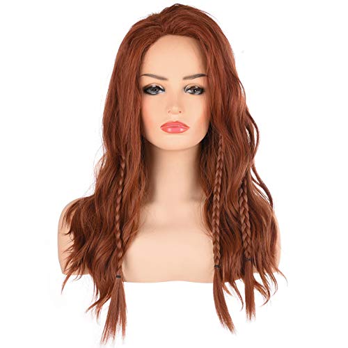 Morvally Womens Long Wavy Brown Hair Wigs | Natural Heat Resistant Synthetic Ginger Wig for Women Cosplay Costume and Halloween Party
