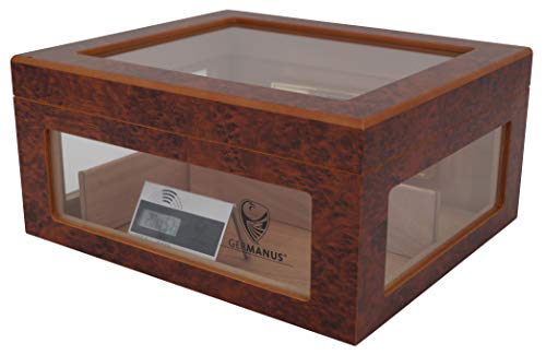 GERMANUS Humidor ORO 182 - Baúl con ventana, color marrón