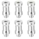 PATIKIL Camera Spigot Screws Converter 1/4" to 3/8" Female to Male, 6 Pack Tripod Screw Adapter Spigot Stud for Light Stand Hot Shoe Cold Shoe Adapter Ball Head Flash, Silver