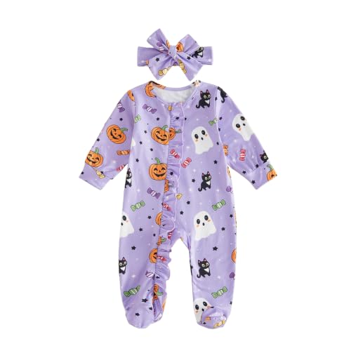 Kavousa Halloween Newborn Baby Girl Clothes (Ghost Purple, 3-6 Months)