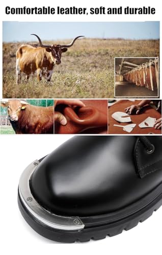 Men's Lace-Up Metal-Plate Patent Leather Platform Oxfords Round Toe Casual Chunky Heels Height Increasing Derby Shoes4