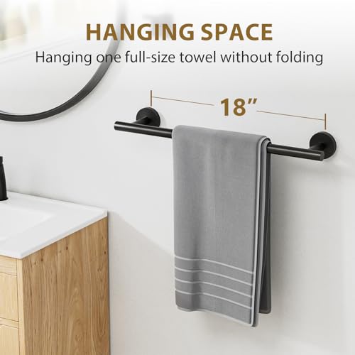 Luxbaro 2 Pack 18 Inch Matte Black Towel Bar, Thicken Towel Rack for Bathroom Wall, SUS304 Stainless Steel Towel Rod, Modern Home Decor (Total Length 20-Inch) by Luxbaro - Image 5