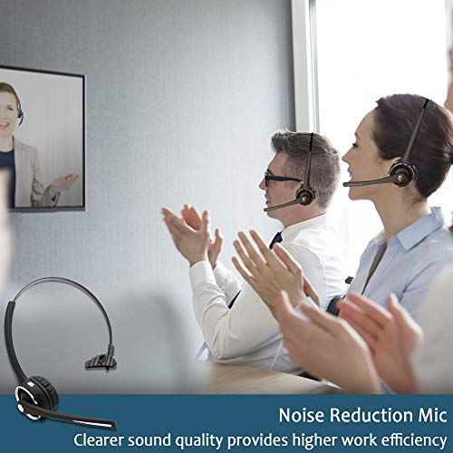 Banigipa Trucker Bluetooth 5.0 Headset With Mic For Cell Phones, Wireless Office On-Ear Headphones W/Charging Base, Cvc 6.0 Noise Cancellation Clear Talk Stream Music For Pc Skype Call Center, Mute #TOP2