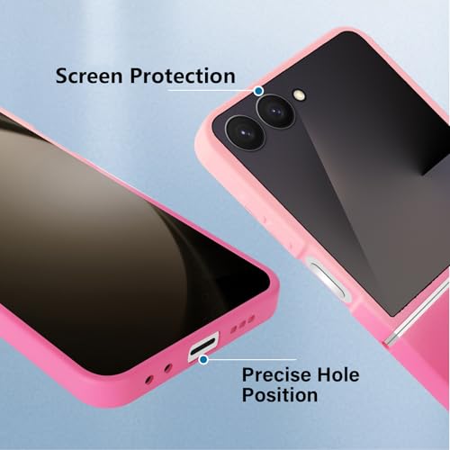 Omio Magnetic Silicone Case for Samsung Galaxy Z Flip 7 Compatible with MagSafe, Luxury Gradient Design Slim Soft Liquid Silicone Shockproof Phone Cover for Women Men Girls, Pink/Rose by Omio - Used condition - Image 5