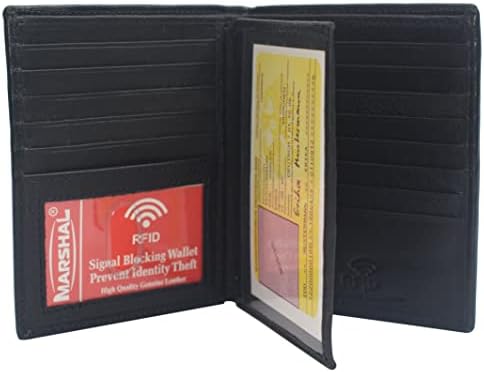MARSHAL RFID Blocking Bifold Hipster Multi Credit Card ID Holder Wallet Leather (Black)