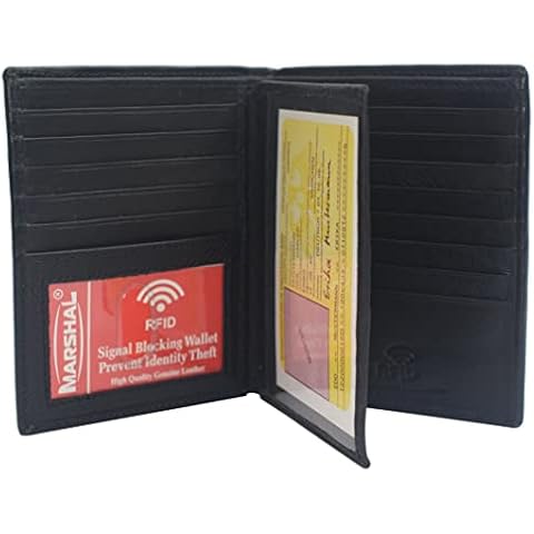 Marshal RFID Blocking Bifold Hipster Multi Credit Card ID Holder Wallet Leather Cover