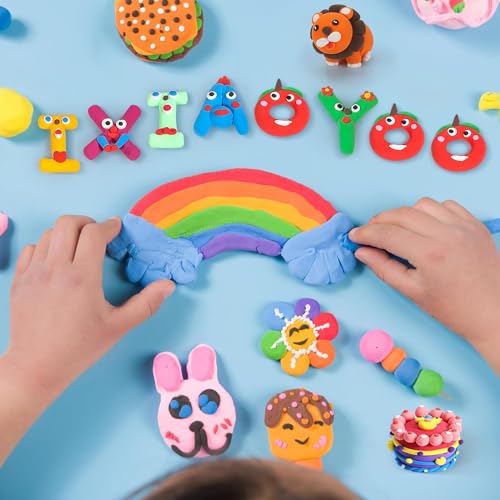 Ixiaoyoo Air Dry Clay for Kids, 50 Colors Modeling Magic Clay, DIY Model Arts & Crafts Kit with Sculpting Tools, Soft & Non-Sticky, School Projects, Birthday Toys Gifts for Boys & Girls Aged 3–12 by Ixiaoyoo - Image 2