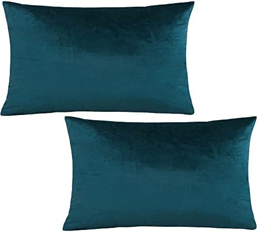 Tennove Cushion Covers 50x50cm Soft Solid Velvet Throw Pillow Covers Pack of 2 Decorative Pillowcases Square Cushion Cases Protectors for Sofa Bed Couch Bench, Wine Red
