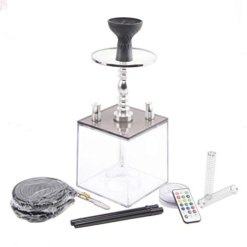 JYXZM Hukahn Set LED Shisha Micro Modern Acryl Bubble Huka Zwei Schlauch Großer Rauch mit Silikonschlauchhukah Schüssel… – Bild 5