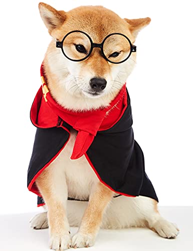 Coomour 3PCS Dog Costume for Cats Clothing Funny Wizard Pet Clothes with Glasses and Bandanas (S)
