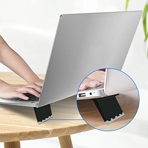 MICREEN 2PCS Portable Computer Keyboard Riser, Invisible Plastic Keyboard Feet, Mini Laptop Tilt Stand for Desk (Black)