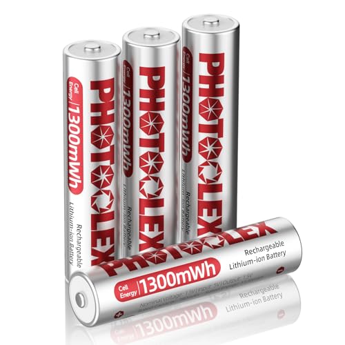 PHOTOOLEX AAA Akku 1300mWh 4 Stück - wiederaufladbare Lithium Batterien AAA akkus, 1,5 V hohe Ausgangsleistung Dreifach A Li-ion Batterie, 1600+ Zyklen AAA Akkus PHOTOOLEX AAA Akku 1300mWh 4 Stück - wiederaufladbare Lithium Batterien AAA akkus, 1,5 V hohe Ausgangsleistung Dreifach A Li-ion Batterie, 1600+ Zyklen AAA Akkus