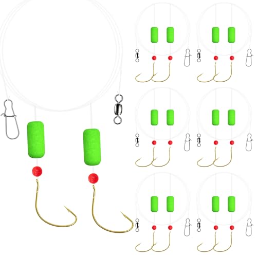 YOTO 6pcs Pompano Rigs Fishing Rigs for Surf Fishing Pompano Floats Pre Rigged-Pompano Rigs Saltwater Gear Surf Fishing Tackle