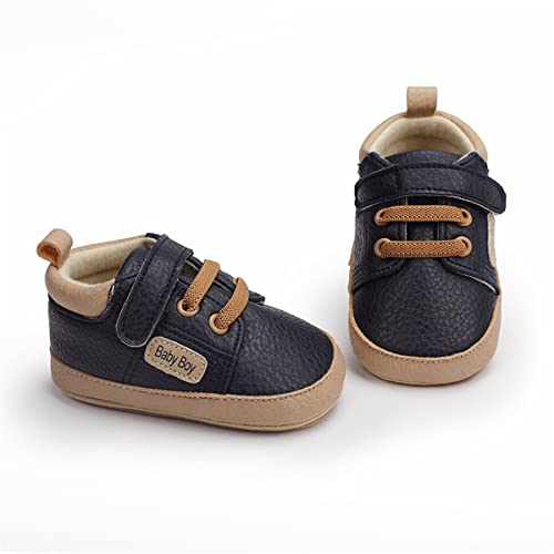 Image of HsdsBebe Baby Boys Girls Pu Leather Hard Bottom Walking Sneakers Toddler Rubber Sole First Walkers Infant Cartoon Slippers Crib Shoes