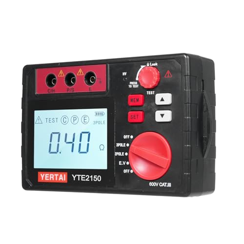 Insulation Resistance Detector?YTE2150 Digital Earth Tester 200? Insulation Resistance Detector Ground Resistance Meter Earth Ground Resistance Tester Measure AC Voltage to 600V with Backlight Display