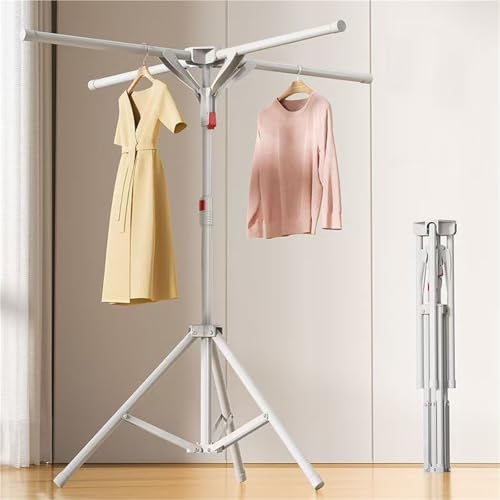 Foldable Portable Clothes Drying Rack - Space-Saving Indoor/Outdoor Clothing Rack for Camping Balcony & Home Use (White)