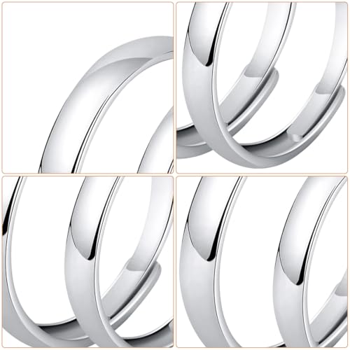 Pareja de Anillos de Compromiso Ajustables, Alianzas lisas para Enamorados, Regalo romántico ideal para mujer, Compromiso, Navidad, Aniversario - imagen 3