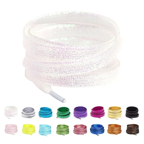 Image of Booyckiy 3 /4 inch Wide Satin Ribbon Shoelaces Flat Colorful Shoe Laces for Women Girls