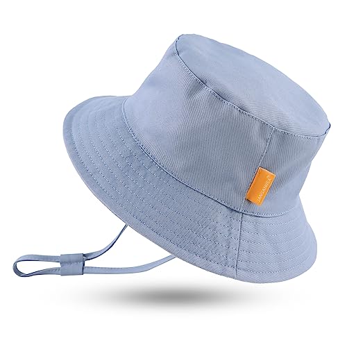 Image of JANGANNSA Cotton Baby Sun Hat Infant Toddler Boys Girls Bucket Hats Summer Sun Protection Kids Beach Caps