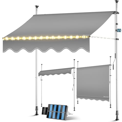 KESSER® Klemmmarkise mit Handkurbel & LED Lichterkette | Balkonmarkise ohne Bohren | Markise UV-beständig höhenverstellbar & wasserabweisend | Sonnenschutz für Balkon Terrasse & Garten 200cm KESSER® Klemmmarkise mit Handkurbel & LED Lichterkette | Balkonmarkise ohne Bohren | Markise UV-beständig höhenverstellbar & wasserabweisend | Sonnenschutz für Balkon Terrasse & Garten 200cm