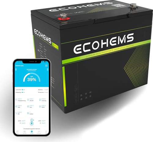ECOHEMS 12V 100Ah LiFePO4 Batterie mit 100A BMS, 15000+ Zyklen, Bluetooth 5.0 Überwachung, Leicht & Kompakt Lithium Batterie für Wohnmobil, Boot, Solar Speicher & Off-Grid Systeme solarbatterie 12.8V ECOHEMS 12V 100Ah LiFePO4 Batterie mit 100A BMS, 15000+ Zyklen, Bluetooth 5.0 Überwachung, Leicht & Kompakt Lithium Batterie für Wohnmobil, Boot, Solar Speicher & Off-Grid Systeme solarbatterie 12.8V