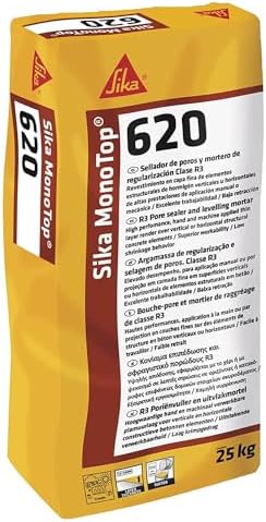 SIKA - Mortero reparación capa fina R3 - Sika MonoTop 620 Blanco - 25kg | Alisado y reparación de hormigón - Clase R3 - Para superficies y estructuras - Acabado blanco uniforme