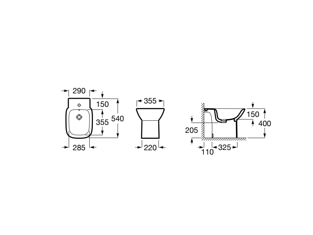 Roca, Debba,SQUARE - Bidet senza coperchio, bianco, 355 mm x 540 mm x 400 mm, A355994000