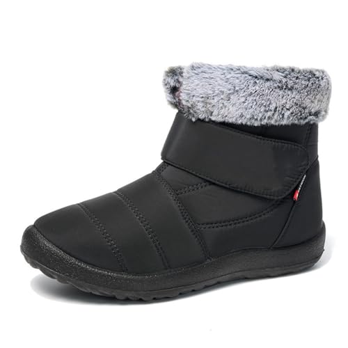 Women Winter Snow Boots, Warm Fur Lined Waterproof Boots for Women, Womens Comfortable Lightweight Anti Slip Ankle Booties Outdoor Walking