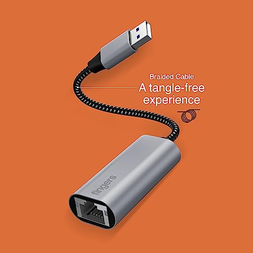 Image of FINGERS GigaNet USB-A to Giga LAN Ethernet Adapter - Super High Speed Data Transfer up to 1 Gbps, Plug-n-Play, Ultra-Portable, Compatible with Windows, macOS, Android, and More