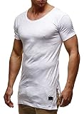 Leif Nelson Herren Sommer T-Shirt Rundhals-Ausschnitt Slim Fit Baumwolle-Anteil Moderner Männer T-Shirt Crew Neck Hoodie-Sweatshirt Kurzarm lang LN6336 Weiß Small