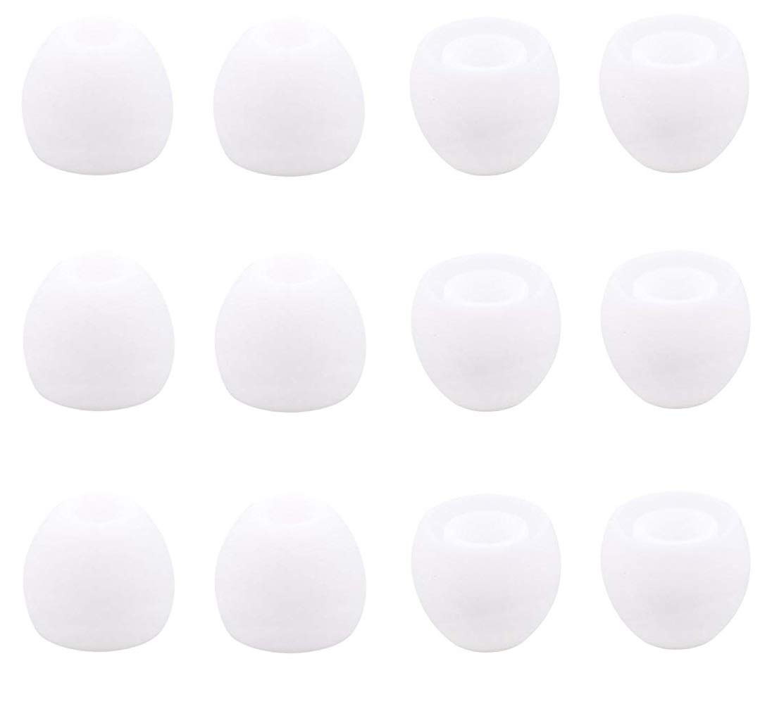 BLLQ Small Size 6 Pairs Silicone Eartips Eargels Earpads Ear Tips Gels Bud Compatible for Senso, Zeus, Otium, Hussar, Sony in-Ear Headphones,S,White