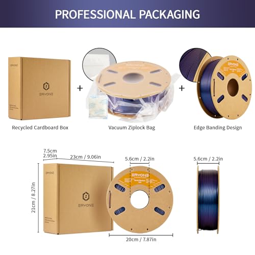 Image of ERYONE Burnt Titanium PLA Filament 3D Printer PLA Filament 1.75mm + /- 0.03mm, Glitter PLA Filament 1KG Cardboard Spool(2.2LBS), Blue Purple