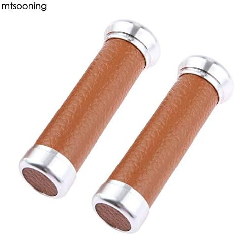 オートバイハンドルグリップ革アルミヴィンテージ新ユニバーサルのための 22 ミリメートル 7 8 ストリートバイク Unti スリップハンドル Brown