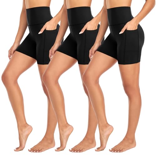 MOREFEEL 3 Pack Biker Shorts Women with Pockets – 5