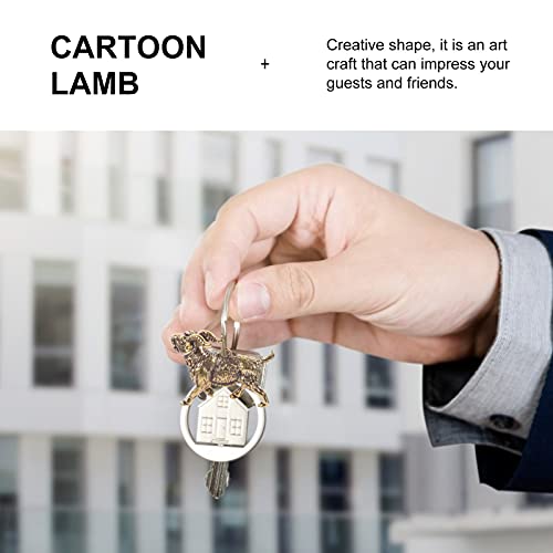 Doitool Brass Goat Keychain Charm Vintage Sheep Statue Sculpture Capricorns Charm Bead Feng Shui Key Pendant Wealth Good Luck Amulet For Home Office Car Ornaments #TOP3