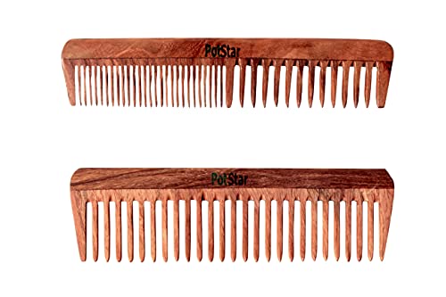 PotStar Hair Comb for All Hair Type Handcrafted wood Comb for Detangling Hair Comb For Thick Curly And Wavy Hair