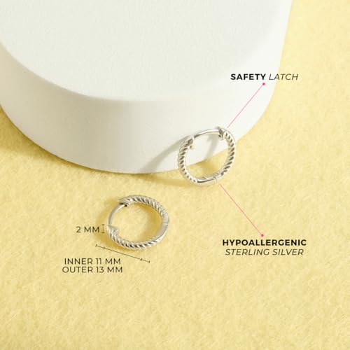 925 Sterling Silver Twisted Rope Hoop Earrings For Little Girls and Preteens 11mm - Children's Hoop Earrings - Young Girls Lightweight Roped Hoop Earrings4