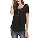 Produktbild Aploa Knopfleiste Bluse Damen Elegant Einfarbig Atmungsaktiv Tops Shirts Basic Business Langarm Hemdbluse Mädchen Tunika Damen GroßE Größen Frühling Und Sommer Oberteile T-Shirts(Schwarz.XXXXL)