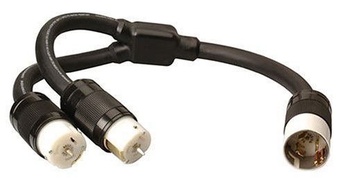 Southwire 019200008 19200008 50 Amp Y Adapter, CA-Style CS63 Twist-Lock Ends, 3-Feet 6/4 SEOOW Cable, for 50A Temp, X-Treme Portable Power Boxes, Black