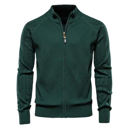 Cardigan en tricot col haut pour homme veste jacquard unie