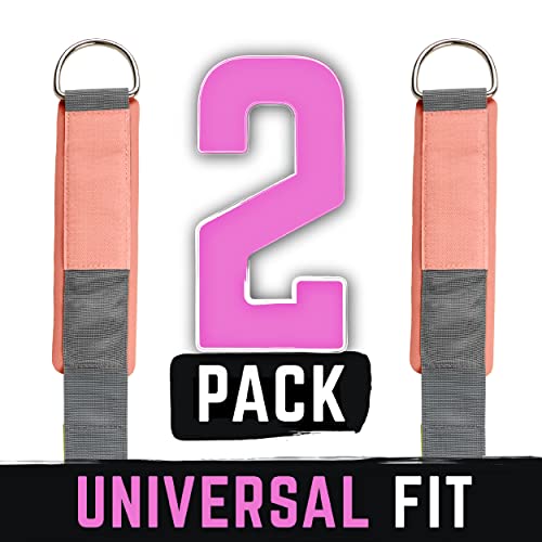 Gradient Fitness Ankle Straps (2 Pack) | Ankle Strap For Cable Machine, Ankle Bands For Working Out, Cable Ankle Strap, Cable Machine Attachment, Ankle Cable Attachments For Gym (Grey & Pink) #TOP7