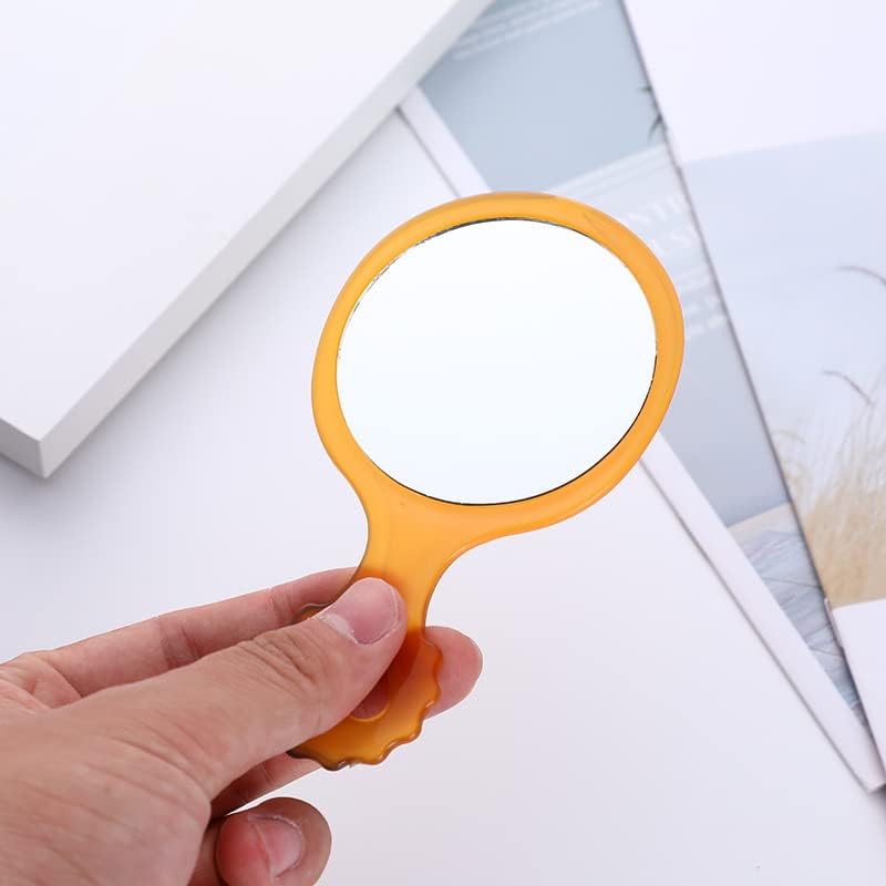 Miniatura 6 de lasenersm Juego de 2 peines de espejo de mano pequeños, espejo de maquillaje de plástico con mango con peine, espejo de mano cosmético portátil y