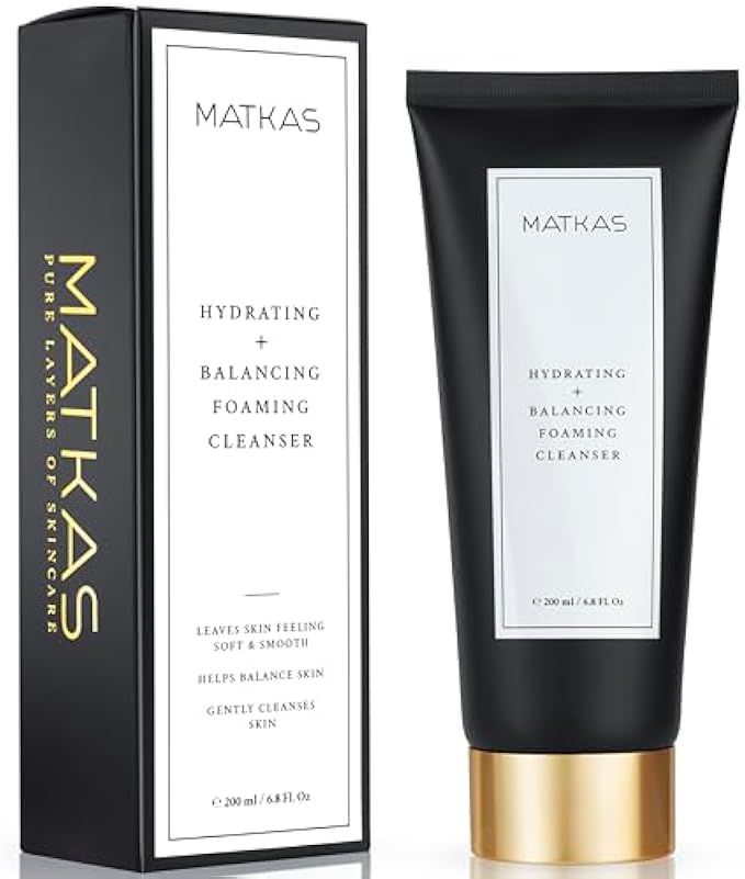 MATKAS Korean Hydrating Foaming Facial Cleanser for Sensitive Skin - 6 Ceramides, 6 Types of Hyaluronic Acid, Vitamin E, Gentle Deep Cleansing Korean Face Wash, Moisturizing Face Cleanser for Dry Skin